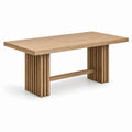 Table de bar effet chêne naturel avec piètement rainuré, 140 x 70 x 90 cm