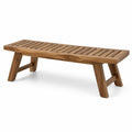 Banc de jardin en bois massif brun avec assise à lattes, 150 x 40 x 45 cm, style rustique