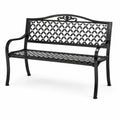 Banc de jardin noir en métal 127 x 60 x 87 cm avec dossier ajouré et accoudoirs