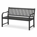 Banc de jardin 2 places en métal noir avec dossier ajouré, 120 x 60 x 85 cm