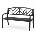 Banc de jardin 2 places en acier noir avec dossier ajouré, 127 x 60 x 85 cm