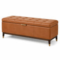 Banc de rangement capitonné en similicuir cognac, 140 x 45 x 48 cm