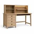 Bureau avec rangements, étagères et panneau perforé, 140 x 60 x 145 cm, chêne naturel et noir