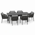 Ensemble de jardin 9 pièces gris anthracite et gris, table 220 x 100 x 75 cm et 8 fauteuils 59 x 61 x 84 cm