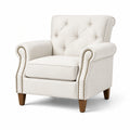 Fauteuil classique en tissu ivoire à dossier capitonné, 86 x 88 x 96 cm