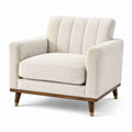 Fauteuil contemporain en tissu bouclé écru, 105 x 92 x 90 cm